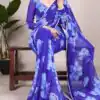 YNF 7011 Blue Color Chiffon Foral Printed Pearl Lace Border Saree Casual, Wedding, Festive, Events . Expected Delivery  4-6 Working Days @1499/- only                                                                                | Embroidered Sarees, Bollywood Sarees, Creative Sarees, Designer Sarees, Ethnic Saree, Modern Digital sarees, Party Wear Sarees, Sarees