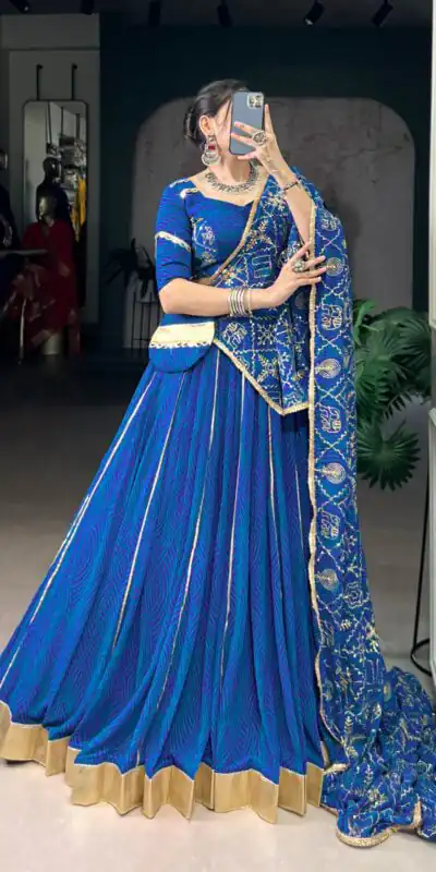 LNB 1701 Blue Color Georgette Bandhej Print And Embossed Lace Lehenga Choli Wedding, Party, Festive, Events Etc. Delivery 4-6 Working Days Rs 3999 | Bollywood Lehenga, Creative Lehenga, Designer Lehenga, Embroidered Lehenga, Lehenga, Party Wear Lehenga