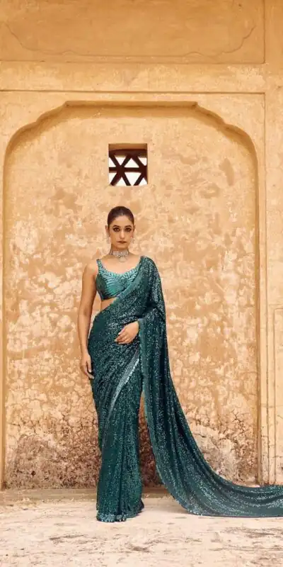 DF 3433 Blue Color Georgette 5mm Khichdi Sequence Embroidery Work Saree Casual, Wedding, Festive, Events . Expected Delivery  4-6 Working Days @1799/- only                                                                                | Embroidered Sarees, Bollywood Sarees, Creative Sarees, Designer Sarees, Ethnic Saree, Modern Digital sarees, Party Wear Sarees, Sarees
