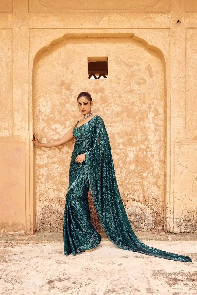 DF 3433 Blue Color Georgette 5mm Khichdi Sequence Embroidery Work Saree Casual, Wedding, Festive, Events . Expected Delivery  4-6 Working Days @1799/- only                                                                                | Embroidered Sarees, Bollywood Sarees, Creative Sarees, Designer Sarees, Ethnic Saree, Modern Digital sarees, Party Wear Sarees, Sarees