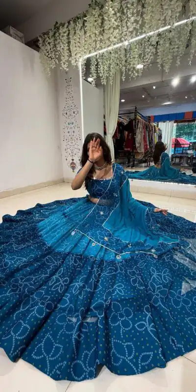 LG 647 Blue Color Printed Georgette Real Mirror Work Lehenga Choli Wedding, Party, Festive, Events Etc. Delivery 4-6 Working Days Rs 2099 | Creative Lehenga, Bollywood Lehenga, Designer Lehenga, Embroidered Lehenga, Lehenga, Party Wear Lehenga