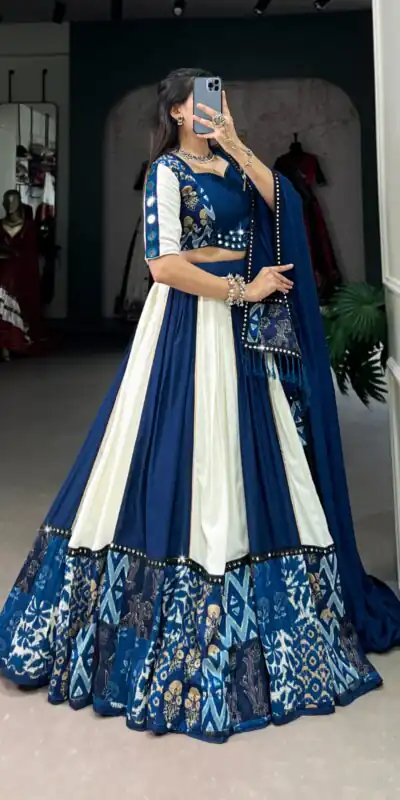 LNB 1714 Blue Color Pure Rayon Plain Printed With Paper Mirror Work Lehenga Choli Wedding, Party, Festive, Events Etc. Delivery 4-6 Working Days Rs 3599 | Creative Lehenga, Bollywood Lehenga, Designer Lehenga, Embroidered Lehenga, Lehenga, Party Wear Lehenga