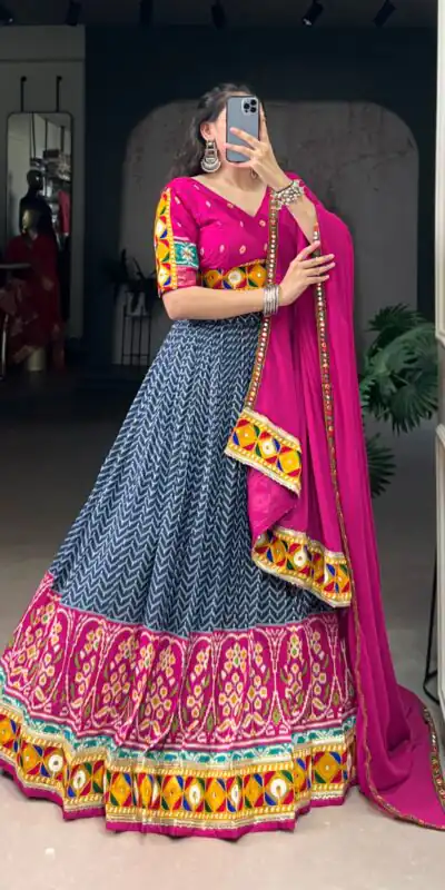 LNB 1742 Blue Color Tasar Silk Foil Print Original Mirror Gamthi  Work Lehenga Choli Wedding, Party, Festive, Events Etc. Delivery 4-6 Working Days Rs 3049 | Creative Lehenga, Bollywood Lehenga, Designer Lehenga, Embroidered Lehenga, Lehenga, Party Wear Lehenga