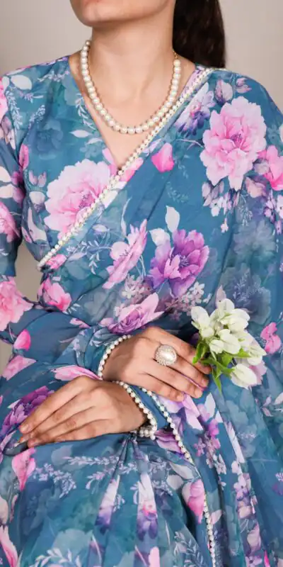 YNF 7010 Blue Color Weightless Marbal Floral Printed Pearl Lace Saree Casual, Wedding, Festive, Events . Expected Delivery  4-6 Working Days @1599/- only                                                                                | Embroidered Sarees, Bollywood Sarees, Creative Sarees, Designer Sarees, Ethnic Saree, Modern Digital sarees, Party Wear Sarees, Sarees