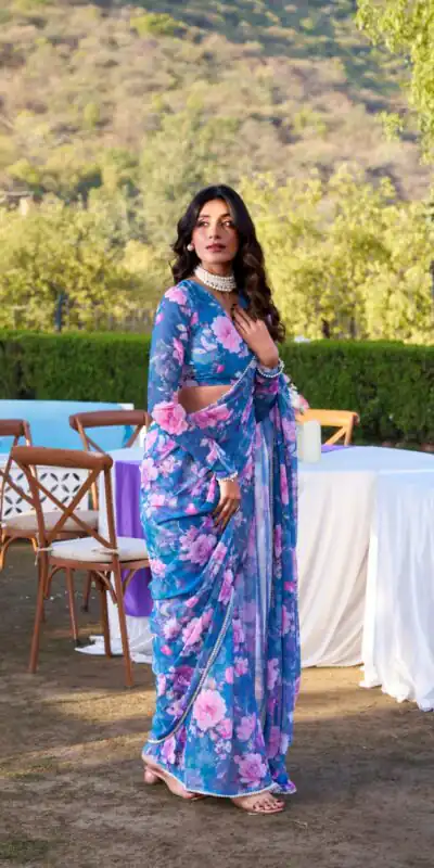 YNF 7010 Blue Color Weightless Marbal Floral Printed Pearl Lace Saree Casual, Wedding, Festive, Events . Expected Delivery  4-6 Working Days @1599/- only                                                                                | Embroidered Sarees, Bollywood Sarees, Creative Sarees, Designer Sarees, Ethnic Saree, Modern Digital sarees, Party Wear Sarees, Sarees