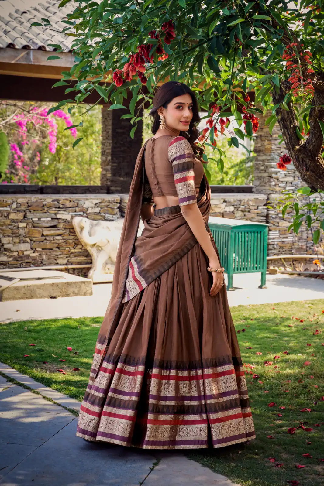 LNB 1902 Brown Color Chanderi Plain With Zari Weaving Work Lehenga Choli Wedding, Party, Festive, Events Etc. Delivery 4-6 Working Days Rs 2099 | Creative Lehenga, Bollywood Lehenga, Designer Lehenga, Embroidered Lehenga, Lehenga, Party Wear Lehenga