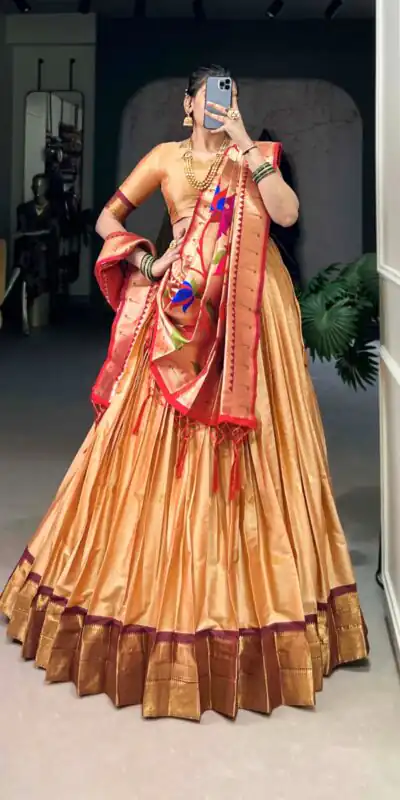 LNB 2017 Chiku Color Jacquard Silk Zari Weaving Work Lehenga Choli Wedding, Party, Festive, Events Etc. Delivery 4-6 Working Days Rs 2849 | Creative Lehenga, Bollywood Lehenga, Designer Lehenga, Embroidered Lehenga, Lehenga, Party Wear Lehenga