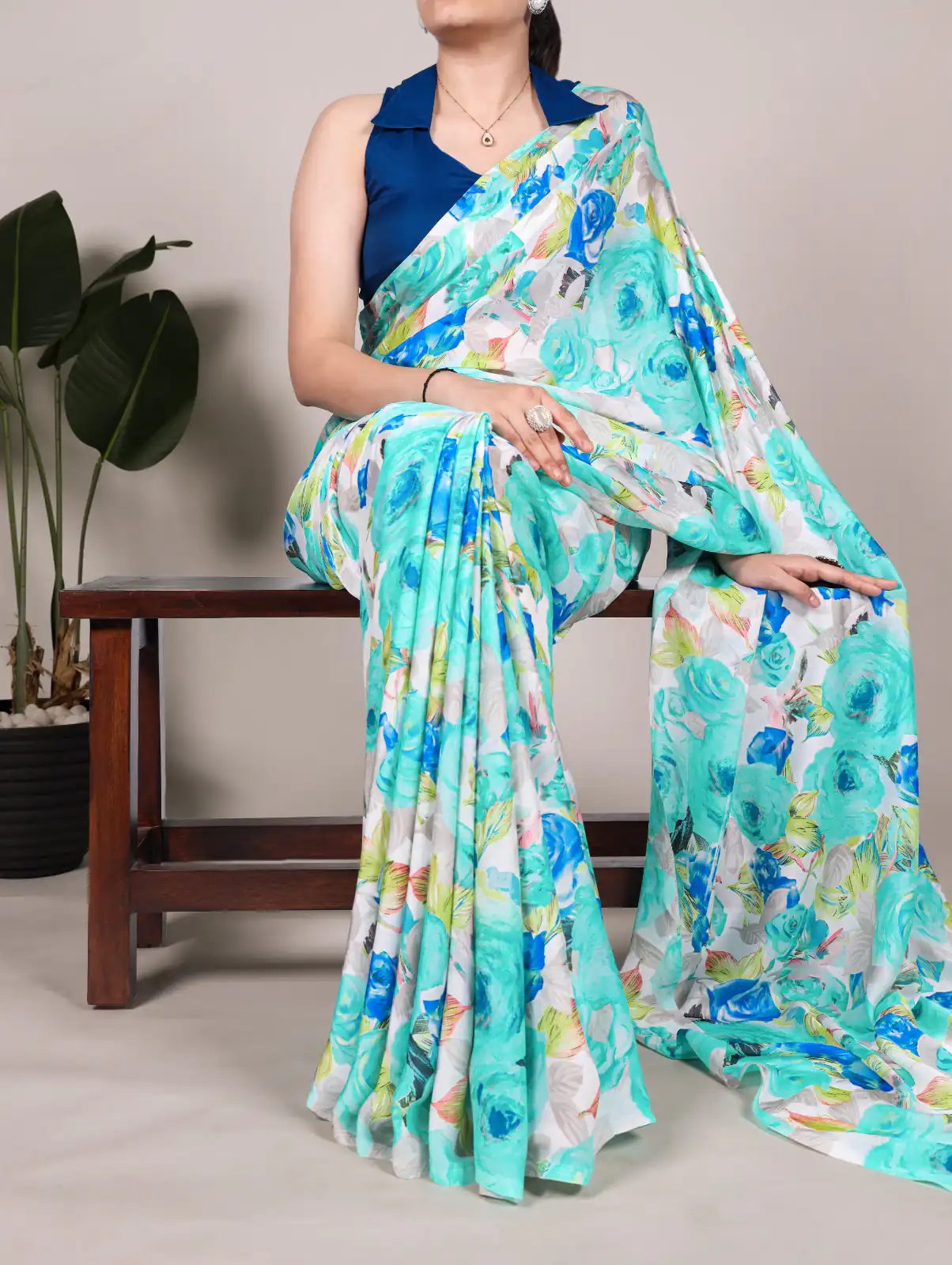 YNF 7017 Firozi Color Dull Satin Floral Printed Saree Casual, Wedding, Festive, Events . Expected Delivery  4-6 Working Days @1499/- only                                                                                | Embroidered Sarees, Bollywood Sarees, Creative Sarees, Designer Sarees, Ethnic Saree, Modern Digital sarees, Party Wear Sarees, Sarees