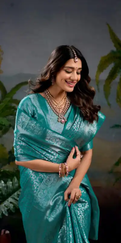 YNF 7404 Firozi Color Kanjivaram Zari Weaving Work Saree Casual, Wedding, Festive, Events . Expected Delivery  4-6 Working Days @1599/- only                                | Embroidered Sarees, Bollywood Sarees, Creative Sarees, Designer Sarees, Ethnic Saree, Modern Digital sarees, Party Wear Sarees, Sarees