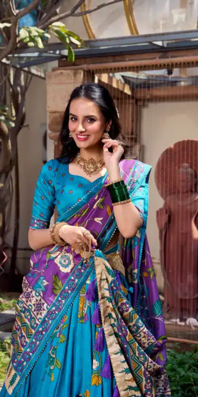 LNB 1236 Firozi Color Tasar Silk Kalamkari Print With Foil Work Lehenga Choli Wedding, Party, Festive, Events Etc. Delivery 4-6 Working Days Rs 2449 | Creative Lehenga, Bollywood Lehenga, Designer Lehenga, Embroidered Lehenga, Lehenga, Party Wear Lehenga