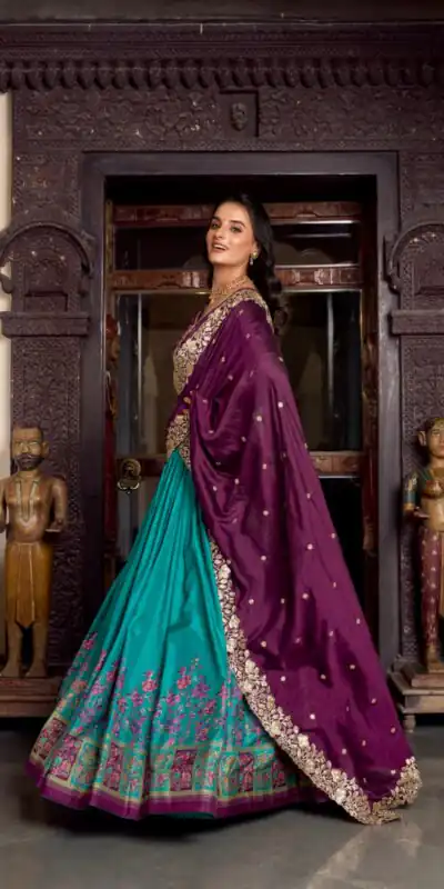 LNB 1238 Firozi Color Tasar Silk Printed With Foil Work Lehenga Choli Festive Party Wedding, Events etc. Delivery 4-6 Working Days @2999/- | Creative Lehenga, Bollywood Lehenga, Designer Lehenga, Embroidered Lehenga, Lehenga, Party Wear Lehenga
