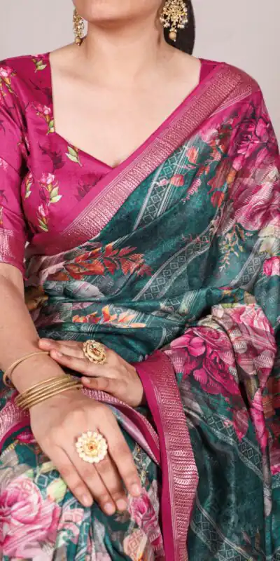 YNF 7015 Firozi Color Tussar Silk With Viscose Border Printed Saree Casual, Wedding, Festive, Events . Expected Delivery  4-6 Working Days @1699/- only                                                                                | Embroidered Sarees, Bollywood Sarees, Creative Sarees, Designer Sarees, Ethnic Saree, Modern Digital sarees, Party Wear Sarees, Sarees