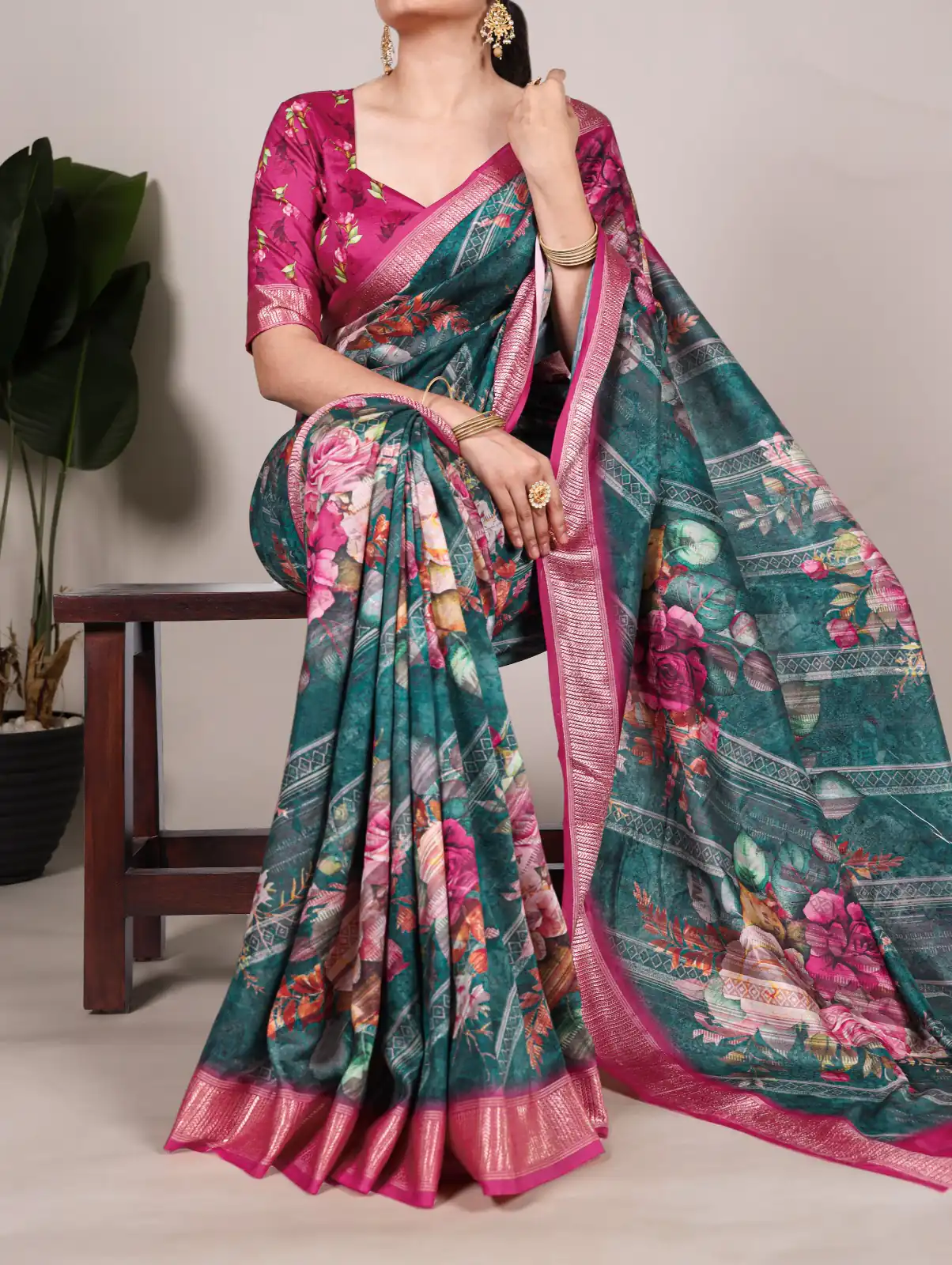 YNF 7015 Firozi Color Tussar Silk With Viscose Border Printed Saree Casual, Wedding, Festive, Events . Expected Delivery  4-6 Working Days @1699/- only                                                                                | Embroidered Sarees, Bollywood Sarees, Creative Sarees, Designer Sarees, Ethnic Saree, Modern Digital sarees, Party Wear Sarees, Sarees