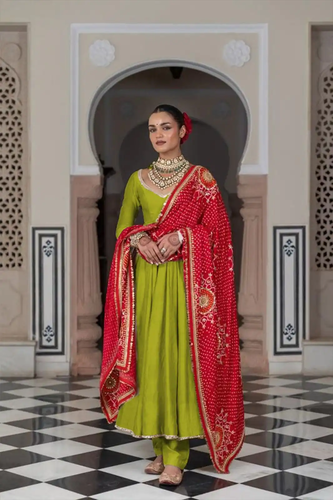 LG 1970 Green Color Chinon Lace On Border Latkan Dori Salwar Suit Casual, Wedding, Festive, Events . Expected Delivery  4-6 Working Days @1999/- only      | Casual Suits, Jump Suits, Creative suits, Designer Suits, Palazzo Suits, Party Wear Suits, Patiala Suits, Salwar suit, Straight Suits