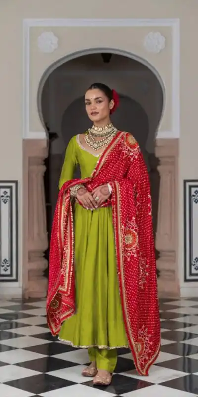 LG 1970 Green Color Chinon Lace On Border Latkan Dori Salwar Suit Casual, Wedding, Festive, Events . Expected Delivery  4-6 Working Days @1999/- only      | Casual Suits, Jump Suits, Creative suits, Designer Suits, Palazzo Suits, Party Wear Suits, Patiala Suits, Salwar suit, Straight Suits