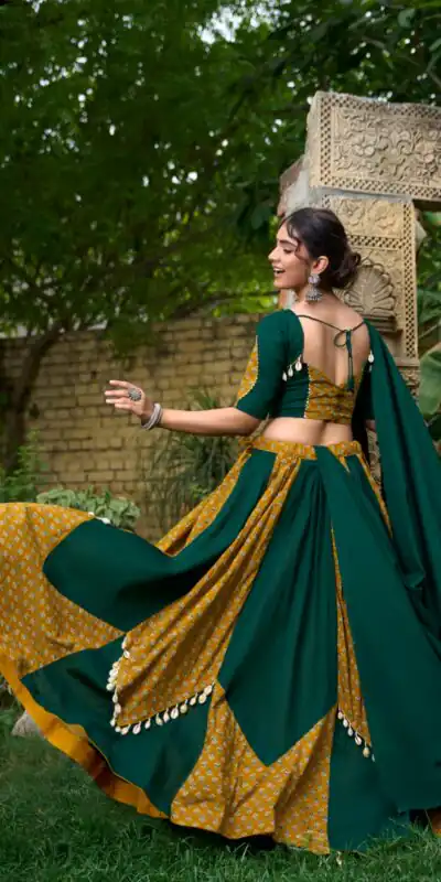 LNB 1620 Green Color Pure Cotton Plain Printed With Cowrie Lace Lehenga Choli Wedding, Party, Festive, Events Etc. Delivery 4-6 Working Days Rs 3699 | Creative Lehenga, Bollywood Lehenga, Designer Lehenga, Embroidered Lehenga, Lehenga, Party Wear Lehenga