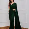 DF 3312 Green Color Faux Georgette 5mm Sequence Embroidery Work Saree Casual, Wedding, Festive, Events . Expected Delivery  4-6 Working Days @1899/- only                                                 | Embroidered Sarees, Bollywood Sarees, Creative Sarees, Designer Sarees, Ethnic Saree, Modern Digital sarees, Party Wear Sarees, Sarees