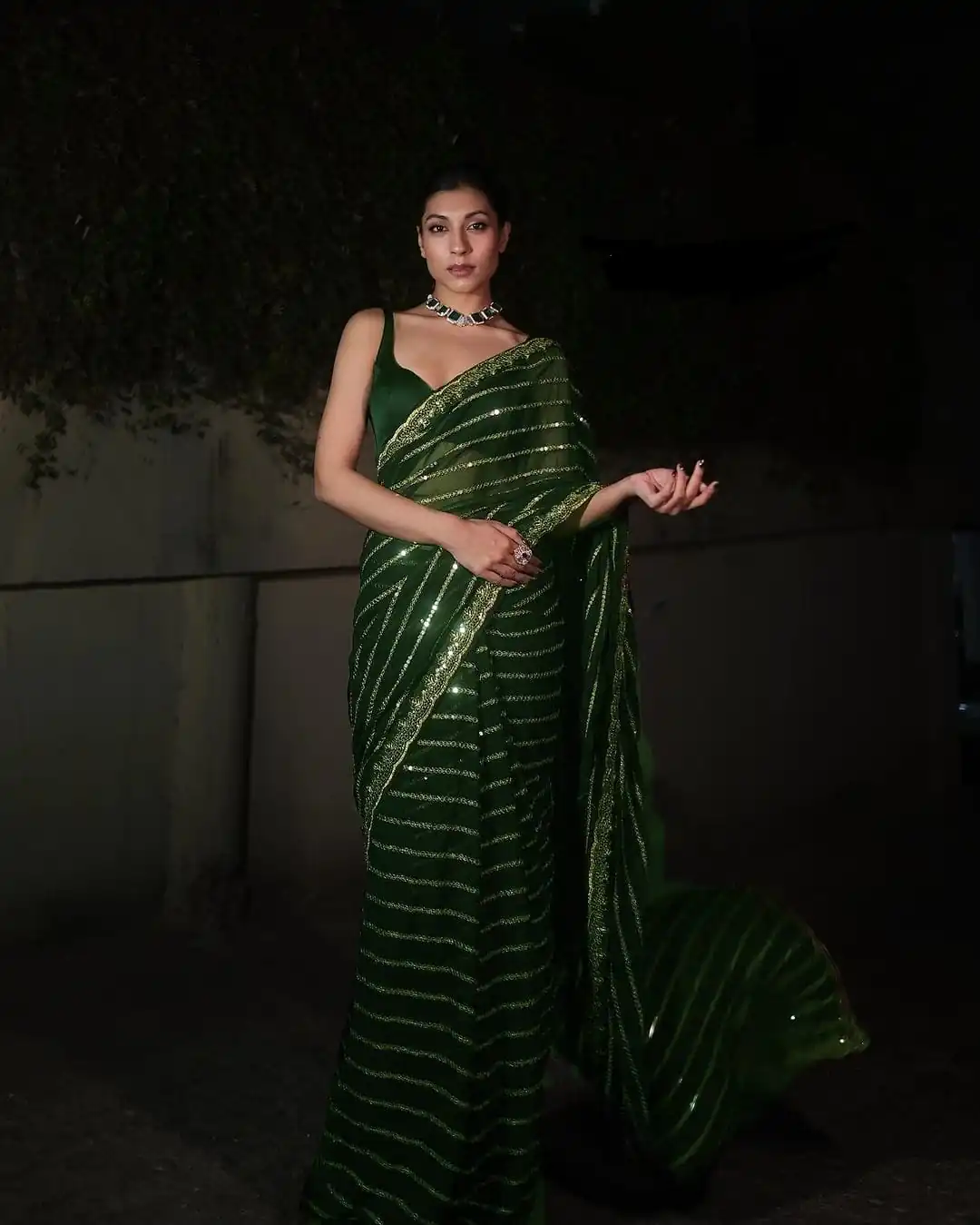 DF 3393 Green Color Georgette 5MM Sequins Embroidery Work Saree Casual, Wedding, Festive, Events . Expected Delivery  4-6 Working Days @1799/- only                                                 | Embroidered Sarees, Bollywood Sarees, Creative Sarees, Designer Sarees, Ethnic Saree, Modern Digital sarees, Party Wear Sarees, Sarees