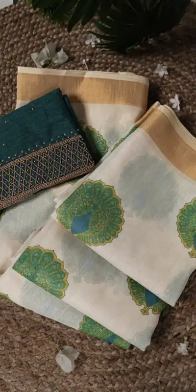 YNF 7205 Green Color Onam Printed With Banglory Blouse Saree Casual, Wedding, Festive, Events . Expected Delivery  4-6 Working Days @1749/- only                                                                                | Embroidered Sarees, Bollywood Sarees, Creative Sarees, Designer Sarees, Ethnic Saree, Modern Digital sarees, Party Wear Sarees, Sarees