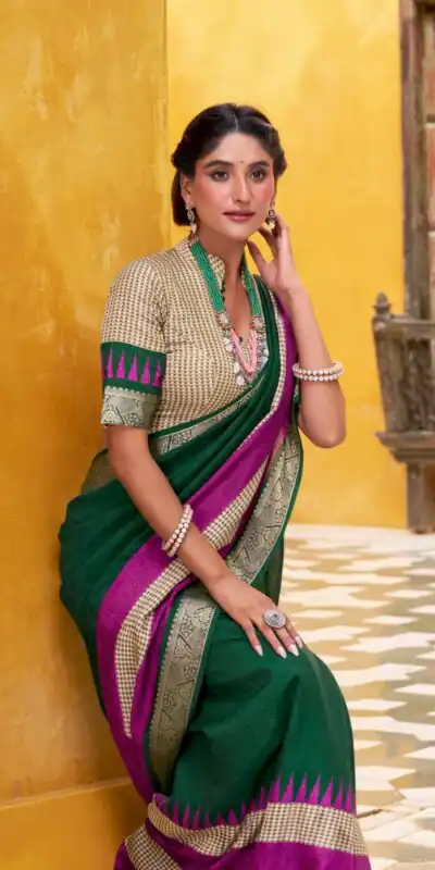 YNF 7049 Green Color Poly Cotton Printed With Zari Weaving Work Saree Casual, Wedding, Festive, Events . Expected Delivery  4-6 Working Days @1699/- only                                                                                | Embroidered Sarees, Bollywood Sarees, Creative Sarees, Designer Sarees, Ethnic Saree, Modern Digital sarees, Party Wear Sarees, Sarees