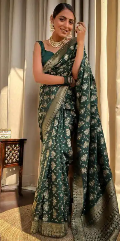 KP 5079 Green Color Soft Lichi Silk Jacquard On All Over Saree Casual, Party Wear, Wedding, Events Etc. Expected Delivery 4-6 Working Days @1449/- | Embroidered Sarees, Bollywood Sarees, Creative Sarees, Designer Sarees, Ethnic Saree, Modern Digital sarees, Party Wear Sarees, Sarees