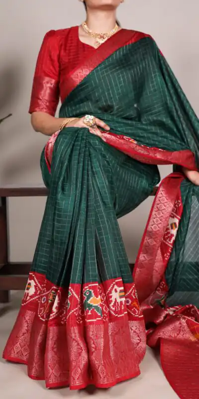 YNF 7029 Green Color Tussar Chex Patola Print Weaving Work Border Saree Casual, Wedding, Festive, Events . Expected Delivery  4-6 Working Days @1499/- only                                | Embroidered Sarees, Bollywood Sarees, Creative Sarees, Designer Sarees, Ethnic Saree, Modern Digital sarees, Party Wear Sarees, Sarees