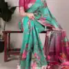 YNF 7024 Green Color Tussar Silk With Viscose Border Floral Printed Saree Casual, Wedding, Festive, Events . Expected Delivery  4-6 Working Days @1699/- only                                                                                | Embroidered Sarees, Bollywood Sarees, Creative Sarees, Designer Sarees, Ethnic Saree, Modern Digital sarees, Party Wear Sarees, Sarees