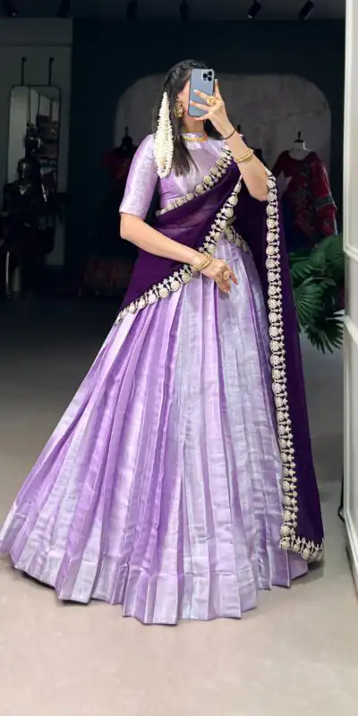 LNB 2013 Lavender Color Jacquard Silk weaving work Lehenga Choli Wedding, Party, Festive, Events Etc. Delivery 4-6 Working Days Rs 2999 | Creative Lehenga, Bollywood Lehenga, Designer Lehenga, Embroidered Lehenga, Lehenga, Party Wear Lehenga