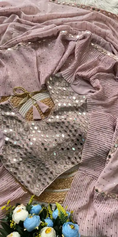 DF 3455 Light Peach Color Faux Georgette Embroidery Sequins Work Saree Casual, Wedding, Festive, Events . Expected Delivery  4-6 Working Days @1999/- only                                                                                | Embroidered Sarees, Bollywood Sarees, Creative Sarees, Designer Sarees, Ethnic Saree, Modern Digital sarees, Party Wear Sarees, Sarees