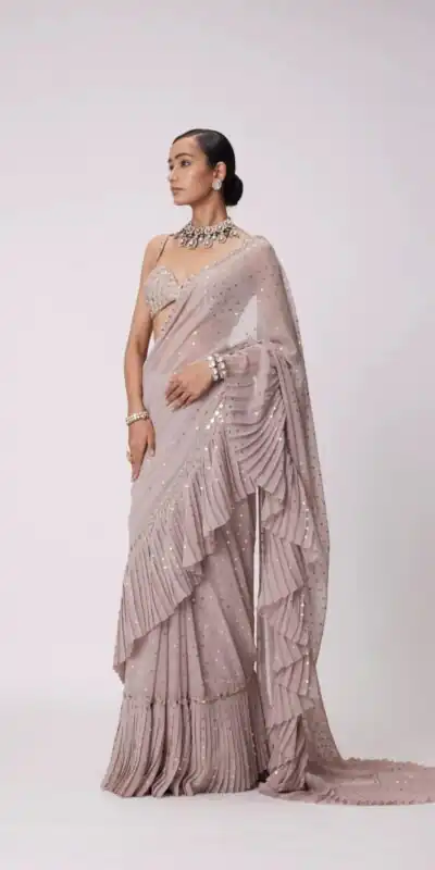 DF 3455 Light Peach Color Faux Georgette Embroidery Sequins Work Saree Casual, Wedding, Festive, Events . Expected Delivery  4-6 Working Days @1999/- only                                                                                | Embroidered Sarees, Bollywood Sarees, Creative Sarees, Designer Sarees, Ethnic Saree, Modern Digital sarees, Party Wear Sarees, Sarees