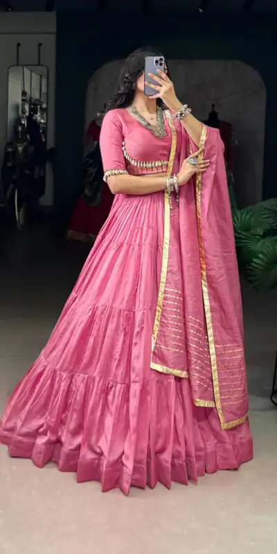 LNB 1609 Light Pink Color Pure Chanderi Plain Lehenga Choli Wedding, Party, Festive, Events Etc. Delivery 4-6 Working Days Rs 2999 | Creative Lehenga, Bollywood Lehenga, Designer Lehenga, Embroidered Lehenga, Lehenga, Party Wear Lehenga