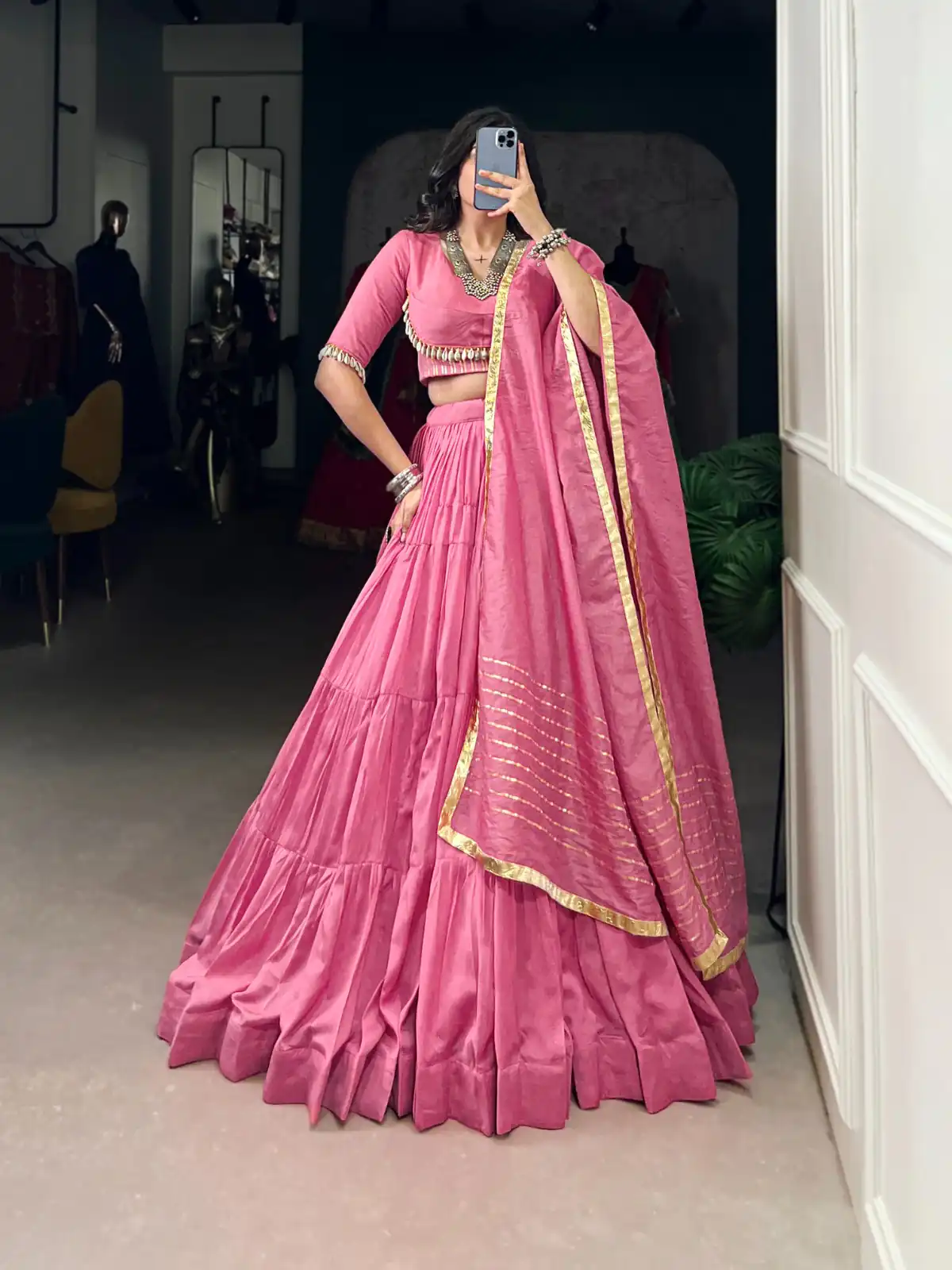 LNB 1609 Light Pink Color Pure Chanderi Plain Lehenga Choli Wedding, Party, Festive, Events Etc. Delivery 4-6 Working Days Rs 2999 | Creative Lehenga, Bollywood Lehenga, Designer Lehenga, Embroidered Lehenga, Lehenga, Party Wear Lehenga