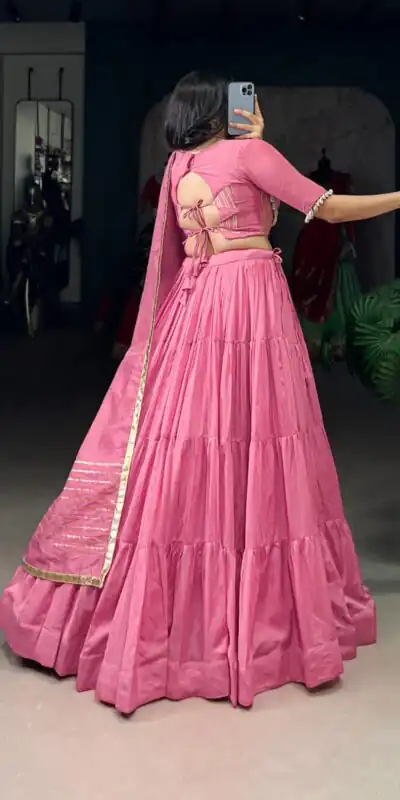 LNB 1609 Light Pink Color Pure Chanderi Plain Lehenga Choli Wedding, Party, Festive, Events Etc. Delivery 4-6 Working Days Rs 2999 | Creative Lehenga, Bollywood Lehenga, Designer Lehenga, Embroidered Lehenga, Lehenga, Party Wear Lehenga