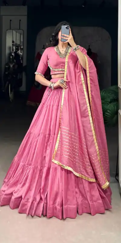 LNB 1609 Light Pink Color Pure Chanderi Plain Lehenga Choli Wedding, Party, Festive, Events Etc. Delivery 4-6 Working Days Rs 2999 | Creative Lehenga, Bollywood Lehenga, Designer Lehenga, Embroidered Lehenga, Lehenga, Party Wear Lehenga