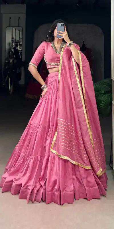 LNB 1609 Light Pink Color Pure Chanderi Plain Lehenga Choli Wedding, Party, Festive, Events Etc. Delivery 4-6 Working Days Rs 2999 | Creative Lehenga, Bollywood Lehenga, Designer Lehenga, Embroidered Lehenga, Lehenga, Party Wear Lehenga