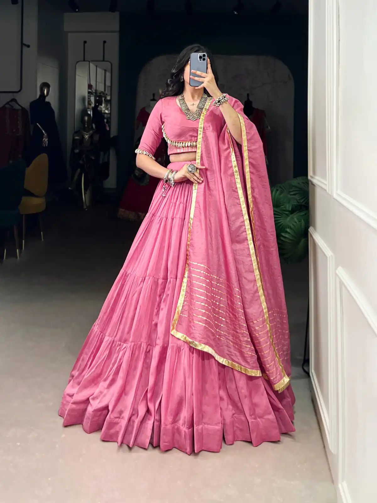 LNB 1609 Light Pink Color Pure Chanderi Plain Lehenga Choli Wedding, Party, Festive, Events Etc. Delivery 4-6 Working Days Rs 2999 | Creative Lehenga, Bollywood Lehenga, Designer Lehenga, Embroidered Lehenga, Lehenga, Party Wear Lehenga