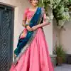 Light Pink Jacquard Silk Weaving Lehenga Choli