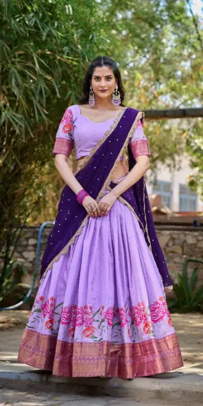 LNB1518 Light Purple Color Cotton Silk Thread Embroidery Work Lehenga Choli Wedding, Party, Festive, Events Etc. Delivery 4-6 Working Days Rs 2999 | Creative Lehenga, Bollywood Lehenga, Designer Lehenga, Embroidered Lehenga, Lehenga, Party Wear Lehenga