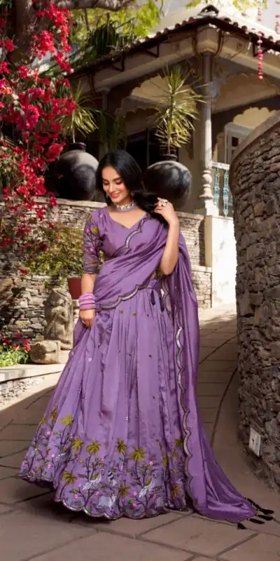 LNB 1423 Light Purple Color Vichitra Simmer and Thread Embroidery Work Lehenga Choli Wedding, Party, Festive, Events Etc. Delivery 4-6 Working Days Rs 3199 | Bollywood Lehenga, Creative Lehenga, Designer Lehenga, Embroidered Lehenga, Lehenga, Party Wear Lehenga