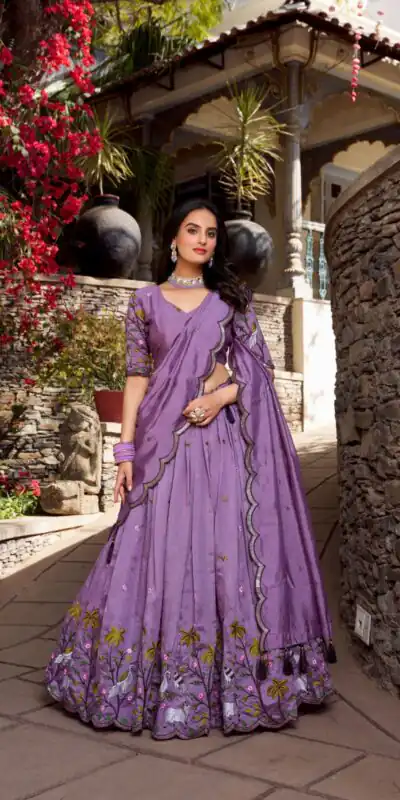 LNB 1423 Light Purple Color Vichitra Simmer and Thread Embroidery Work Lehenga Choli Wedding, Party, Festive, Events Etc. Delivery 4-6 Working Days Rs 3199 | Bollywood Lehenga, Creative Lehenga, Designer Lehenga, Embroidered Lehenga, Lehenga, Party Wear Lehenga