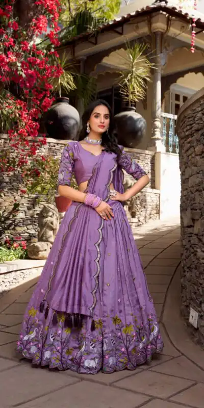 LNB 1423 Light Purple Color Vichitra Simmer and Thread Embroidery Work Lehenga Choli Wedding, Party, Festive, Events Etc. Delivery 4-6 Working Days Rs 3199 | Bollywood Lehenga, Creative Lehenga, Designer Lehenga, Embroidered Lehenga, Lehenga, Party Wear Lehenga