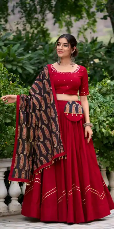 LNB 1697 Maroon Color Pure Cotton Plain With Gota Patti Touch Up Lehenga Choli Wedding, Party, Festive, Events Etc. Delivery 4-6 Working Days Rs 3499 | Creative Lehenga, Bollywood Lehenga, Designer Lehenga, Embroidered Lehenga, Lehenga, Party Wear Lehenga