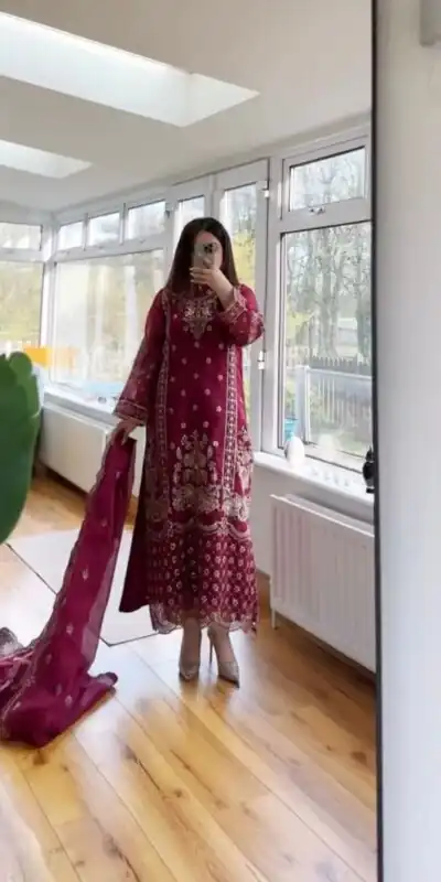 BE 383 Maroon Color Georgette Embroidery Diamond Work Salwar Suit Casual, Wedding, Festive, Events . Expected Delivery  4-6 Working Days @1999/- only      | Casual Suits, Jump Suits, Creative suits, Designer Suits, Palazzo Suits, Party Wear Suits, Patiala Suits, Salwar suit, Straight Suits