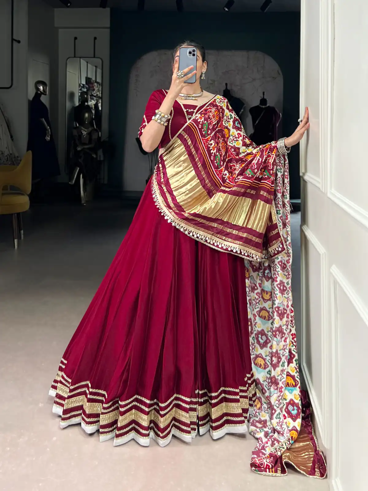 LNB 1657 Maroon Color Silk Georgette Original Mirror Lace Touch Up Lehenga Choli Wedding, Party, Festive, Events Etc. Delivery 4-6 Working Days Rs 4299 | Creative Lehenga, Bollywood Lehenga, Designer Lehenga, Embroidered Lehenga, Lehenga, Party Wear Lehenga