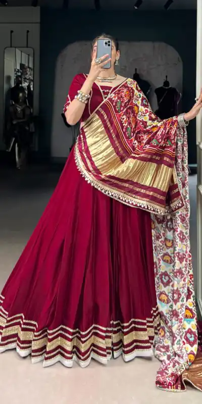 LNB 1657 Maroon Color Silk Georgette Original Mirror Lace Touch Up Lehenga Choli Wedding, Party, Festive, Events Etc. Delivery 4-6 Working Days Rs 4299 | Creative Lehenga, Bollywood Lehenga, Designer Lehenga, Embroidered Lehenga, Lehenga, Party Wear Lehenga
