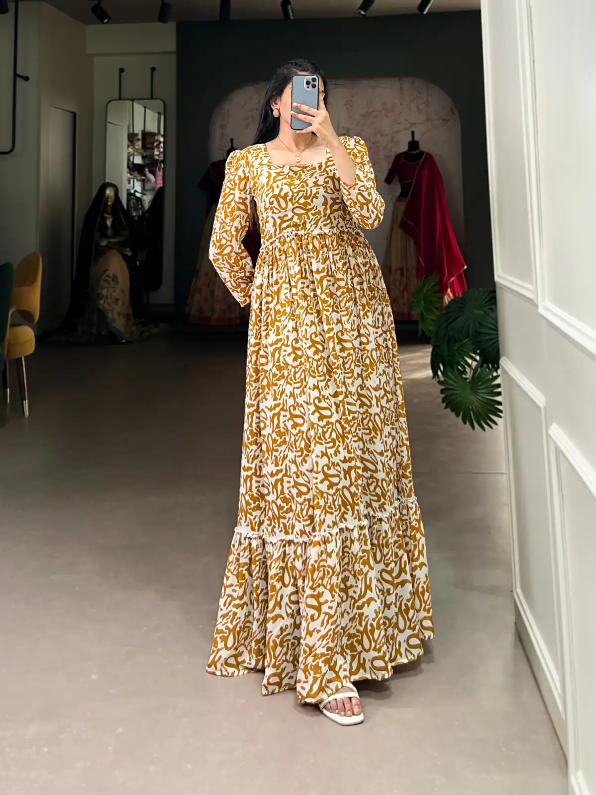 YNF 5016 Mustard Color Georgette Plain Sequins Embroidery Lace Gown Casual, Wedding, Festive, Events . Expected Delivery  4-6 Working Days @1599/- only      | Bollywood Gowns, Creative Gowns, Designer Gowns, Embroidered Gowns, Gowns, Party Wear Gowns