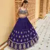 Navy Blue Chinon Silk Embroidery Sequence Work Lehenga Choli