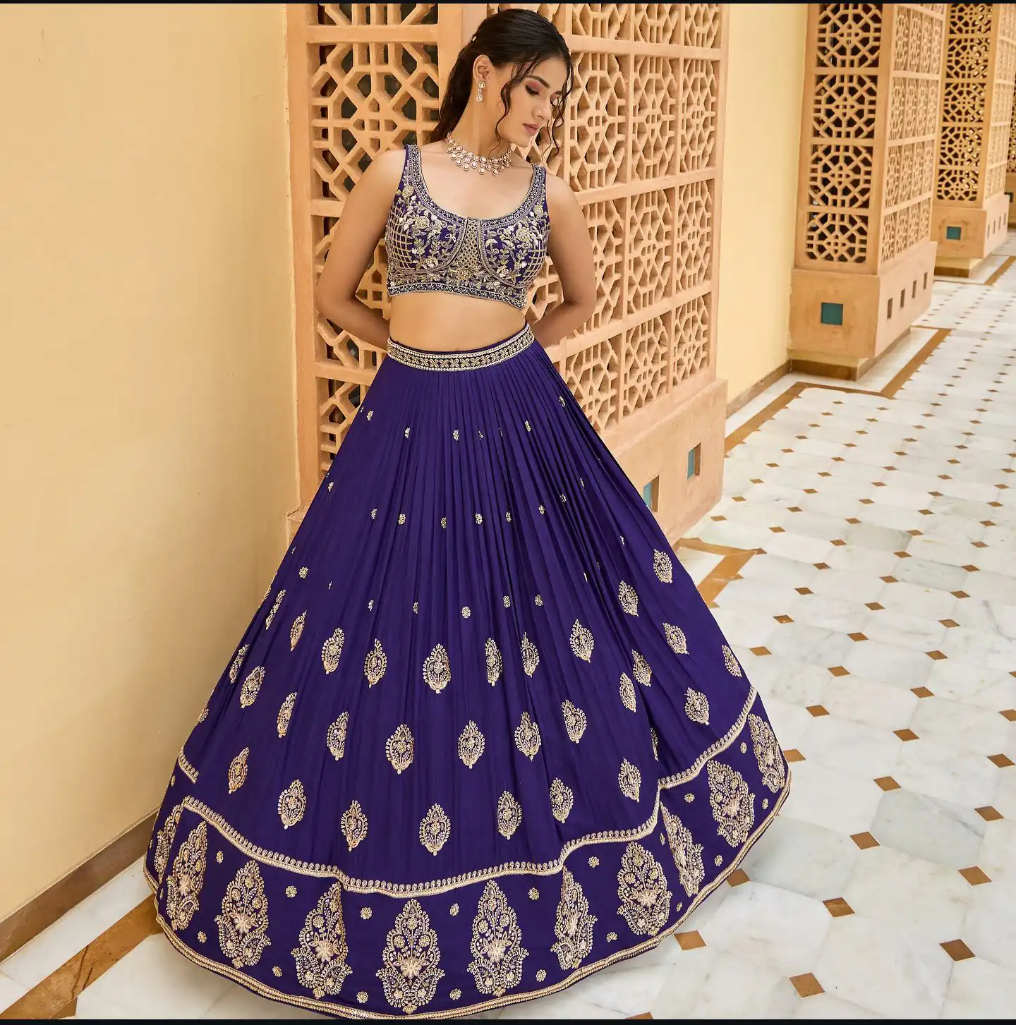 NF 1232 Navy Blue Color Chinon Silk Embroidery Sequence Work Lehenga Choli Wedding, Party, Festive, Events Etc. Delivery 4-6 Working Days Rs 2049 | Creative Lehenga, Bollywood Lehenga, Designer Lehenga, Embroidered Lehenga, Lehenga, Party Wear Lehenga