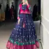 YNF 5031 Navy Blue Color Cotton Kalamkari Print Zari Weaving Work Gown Casual, Wedding, Festive, Events . Expected Delivery  4-6 Working Days @1999/- only      | Bollywood Gowns, Creative Gowns, Designer Gowns, Embroidered Gowns, Gowns, Party Wear Gowns
