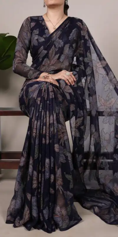 YNF 7052 Navy Blue Color Lurex Brasso Floral Viscose Brasso Saree Casual, Wedding, Festive, Events . Expected Delivery  4-6 Working Days @1799/- only                                                                                | Embroidered Sarees, Bollywood Sarees, Creative Sarees, Designer Sarees, Ethnic Saree, Modern Digital sarees, Party Wear Sarees, Sarees
